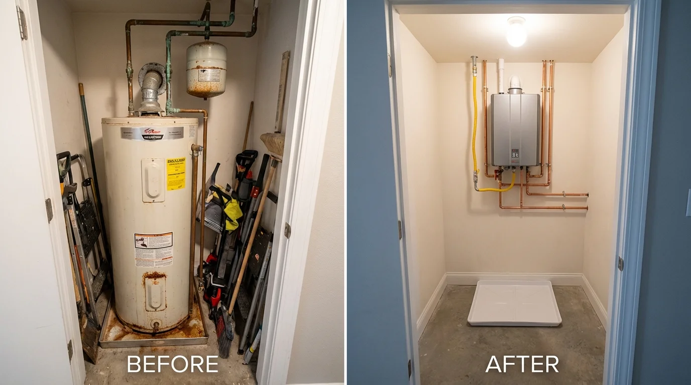 Tank water heater versus wall-mounted tankless unit comparison for Metcalfe, MS homeowners