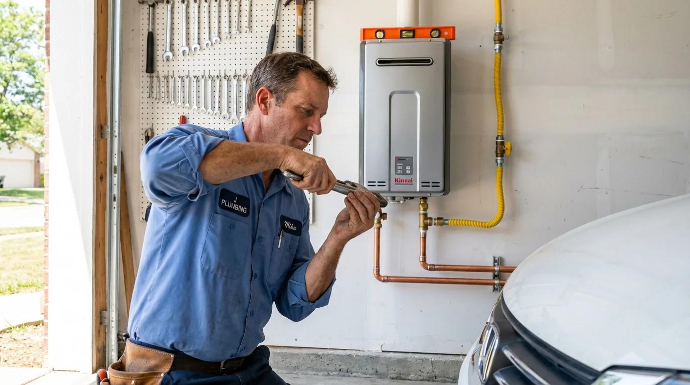 Tankless water heater installation by a Johns Plumbing LLC plumber in Metcalfe